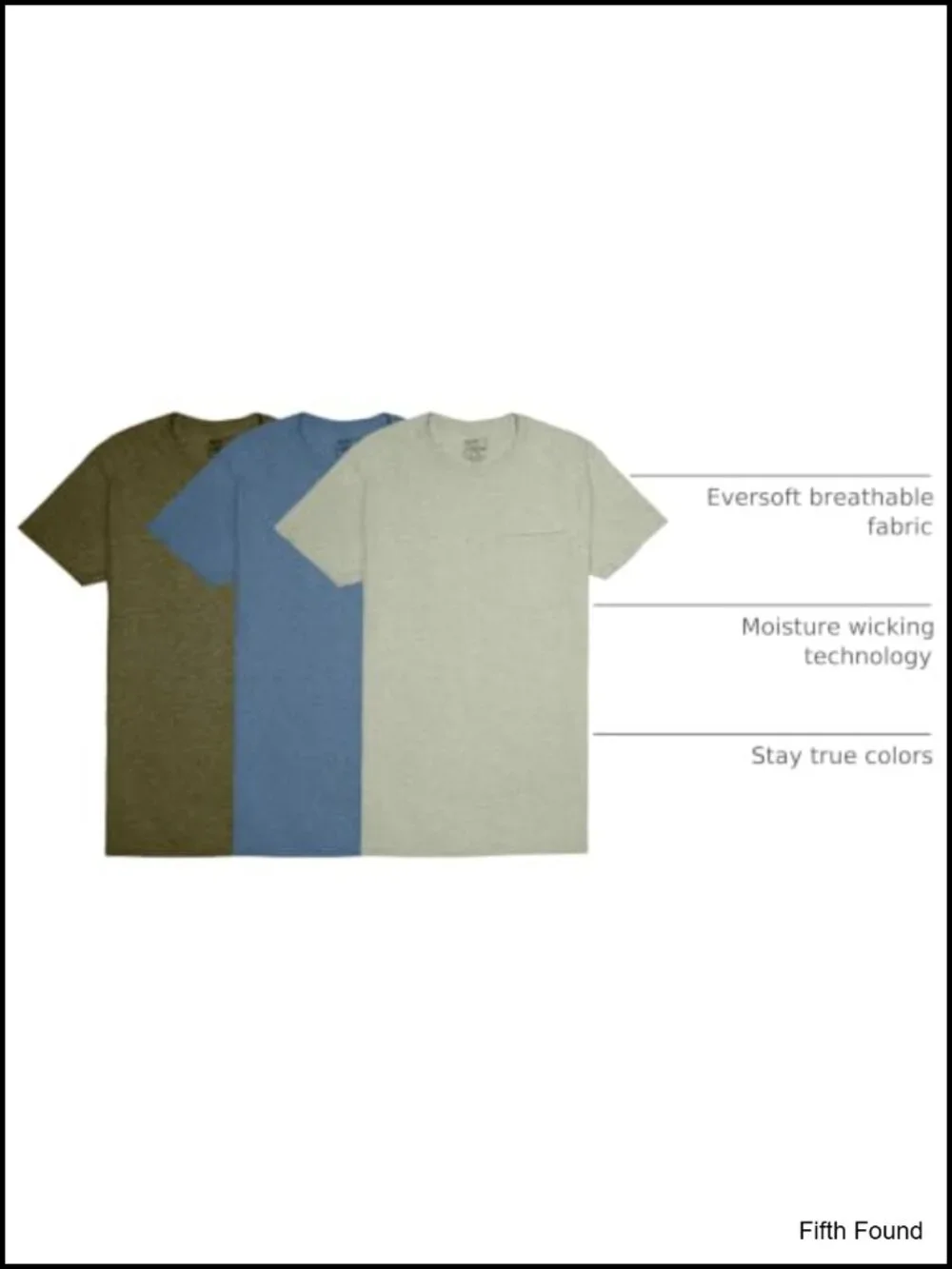 Men's Moisture Wicking Pocket Tees, Tag Free Crew Neck Short Sleeve (3 Pack)